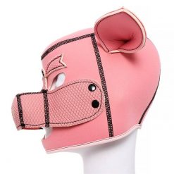 Máscara de Porco Rosa Capuz Pig Slave Cosplay BDSM Máscara