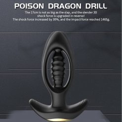 Anal Plug Silicone Vibro Poison Dragon Drill com Controle Remoto Inserção Plug anal
