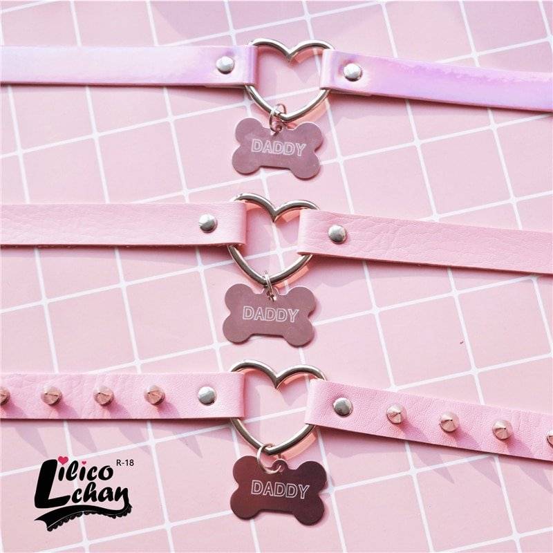 Choker Feminino Gargantilha de Coração Pingente Ossinho Puppy/Daddy