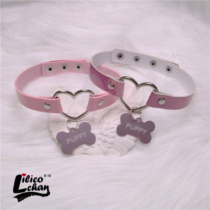 Choker Feminino Gargantilha de Coração Pingente Ossinho Puppy/Daddy