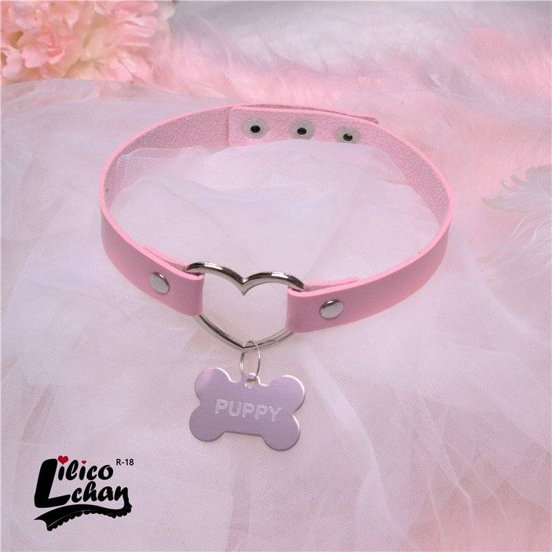 Choker Feminino Gargantilha de Coração Pingente Ossinho Puppy/Daddy