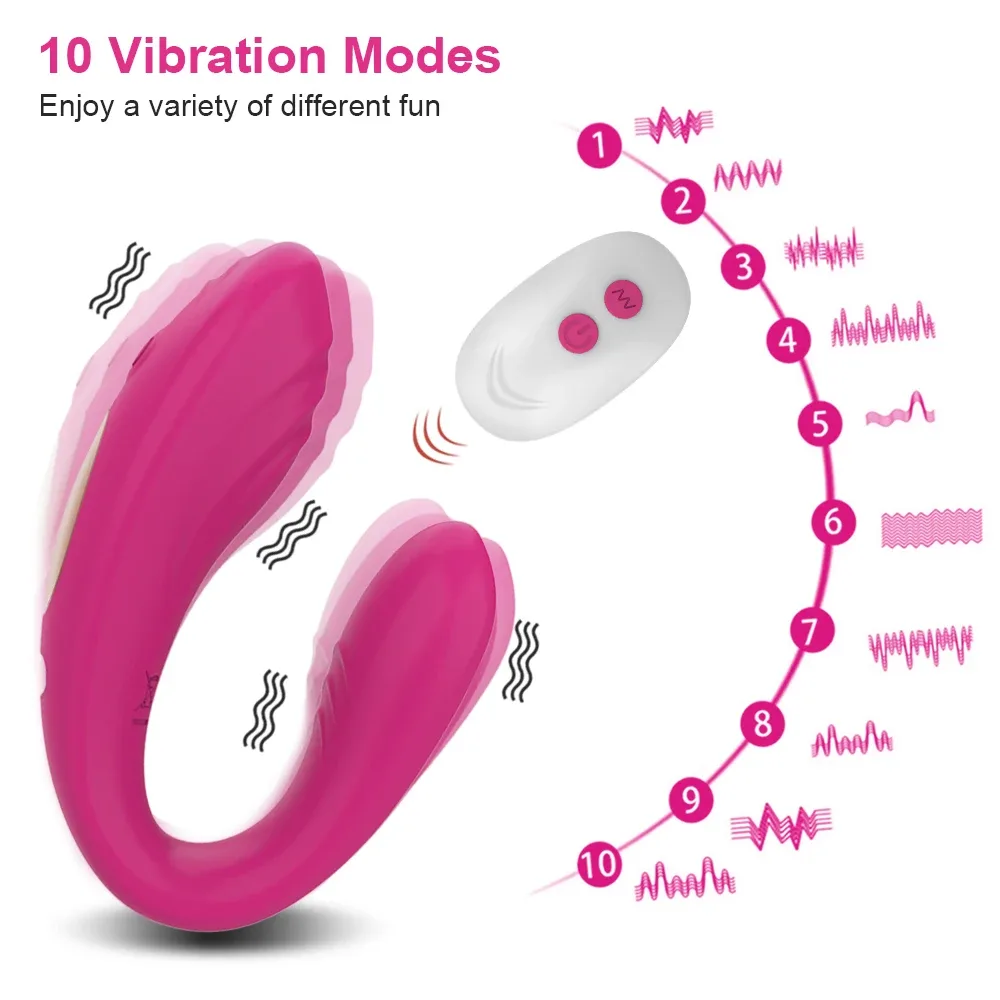 Vibrador U duplo com 10 modos de vibração nas duas pontas