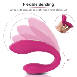 Vibrador U duplo de silicone flexível dobrando até 270 graus