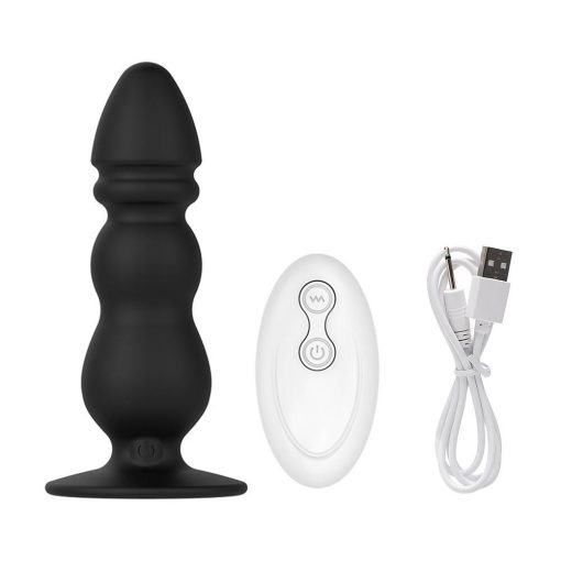 Plug Anal Médio Vibrador ButtPlug Pull Beads Estimulador Controle Remoto Inserção Plug anal