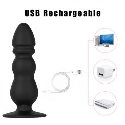 Plug Anal Médio Vibrador ButtPlug Pull Beads Estimulador Controle Remoto Inserção Plug anal
