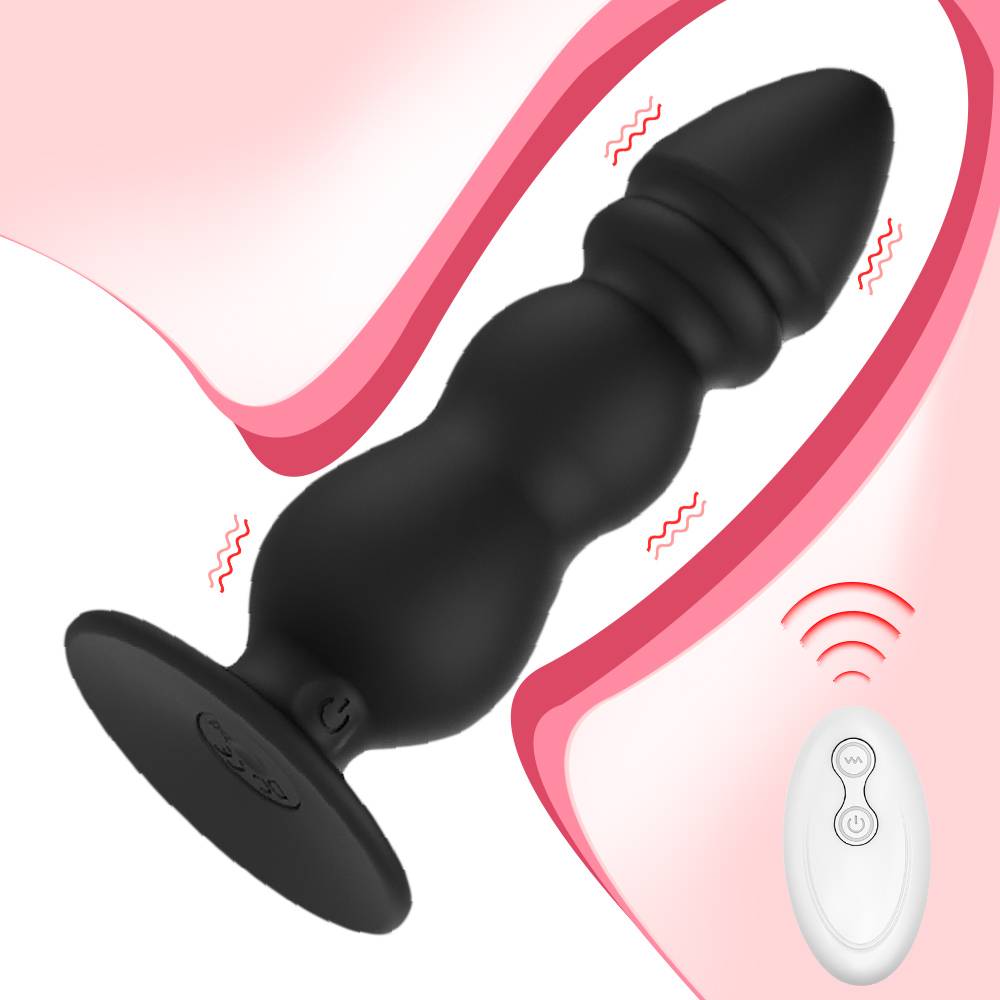 Plug Anal Médio Vibrador ButtPlug Pull Beads Estimulador Controle Remoto