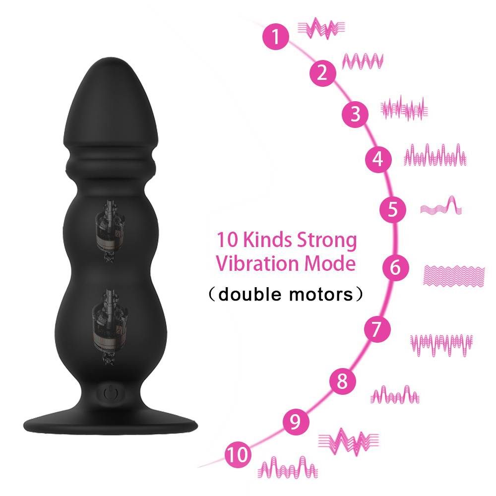 Plug Anal Médio Vibrador ButtPlug Pull Beads Estimulador Controle Remoto