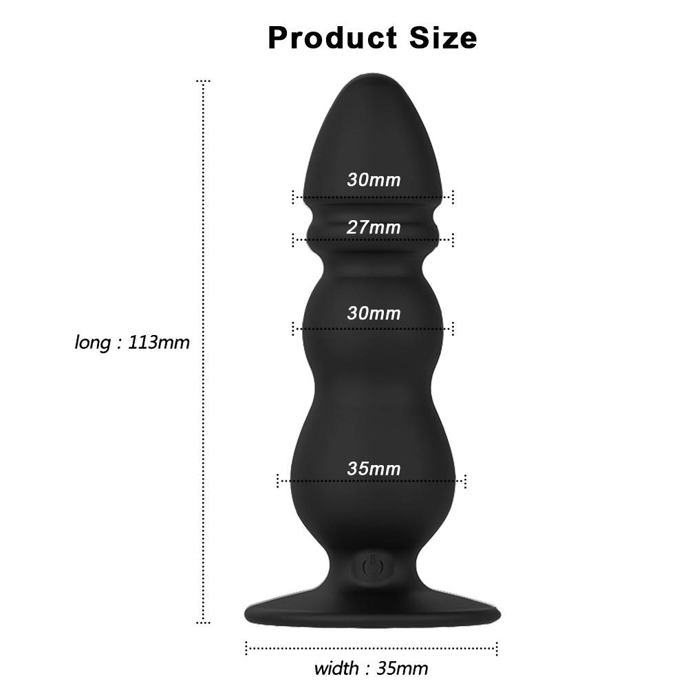 Plug Anal Médio Vibrador ButtPlug Pull Beads Estimulador Controle Remoto