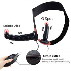 Strapon Cinta Peniana Vibrador Duplo Dildo e Plug Calcinha Harness Inserção Consolo Cinta Peniana Jogos Adultos