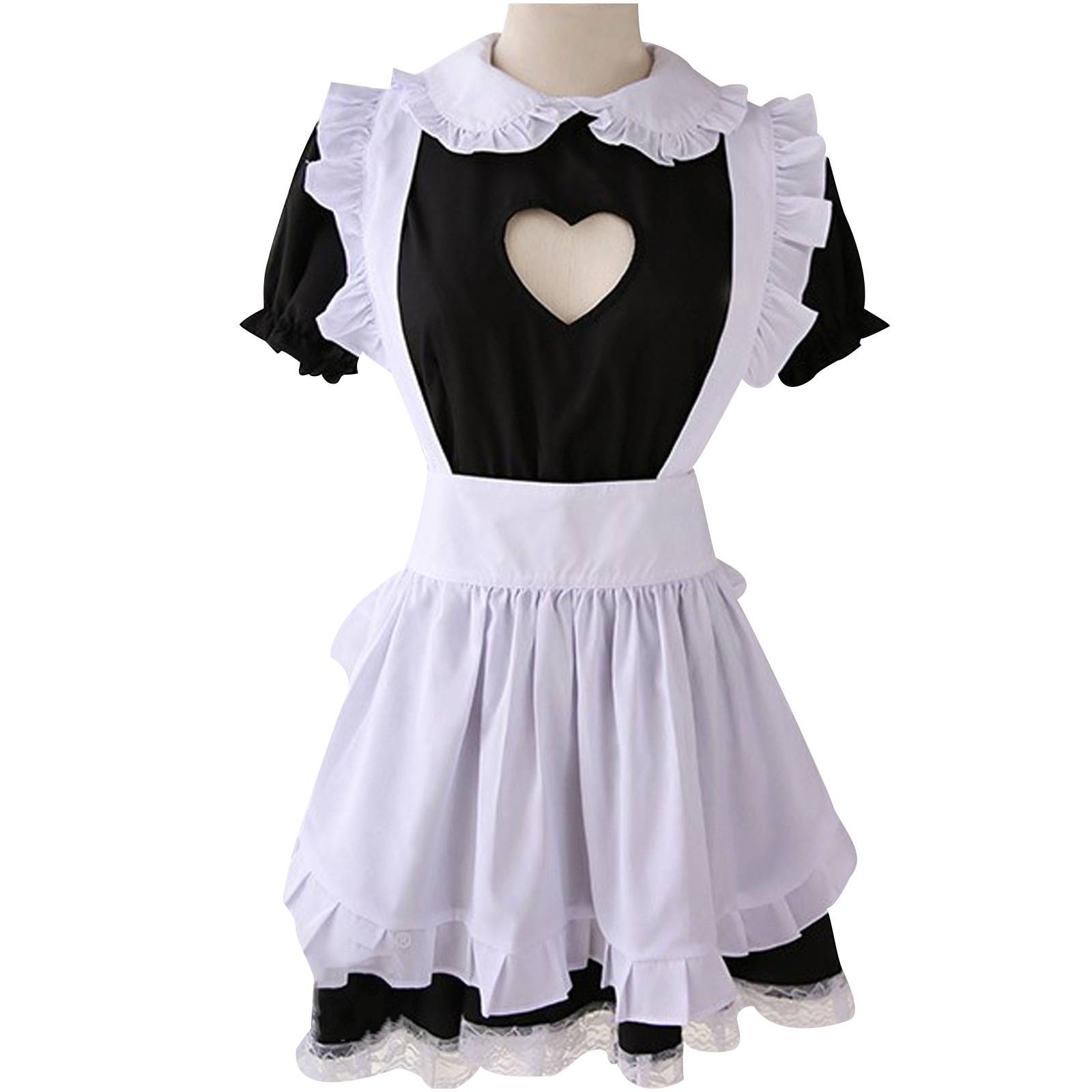 Fantasia de Doméstica Sissy Maid Vestido Empregada com Avental