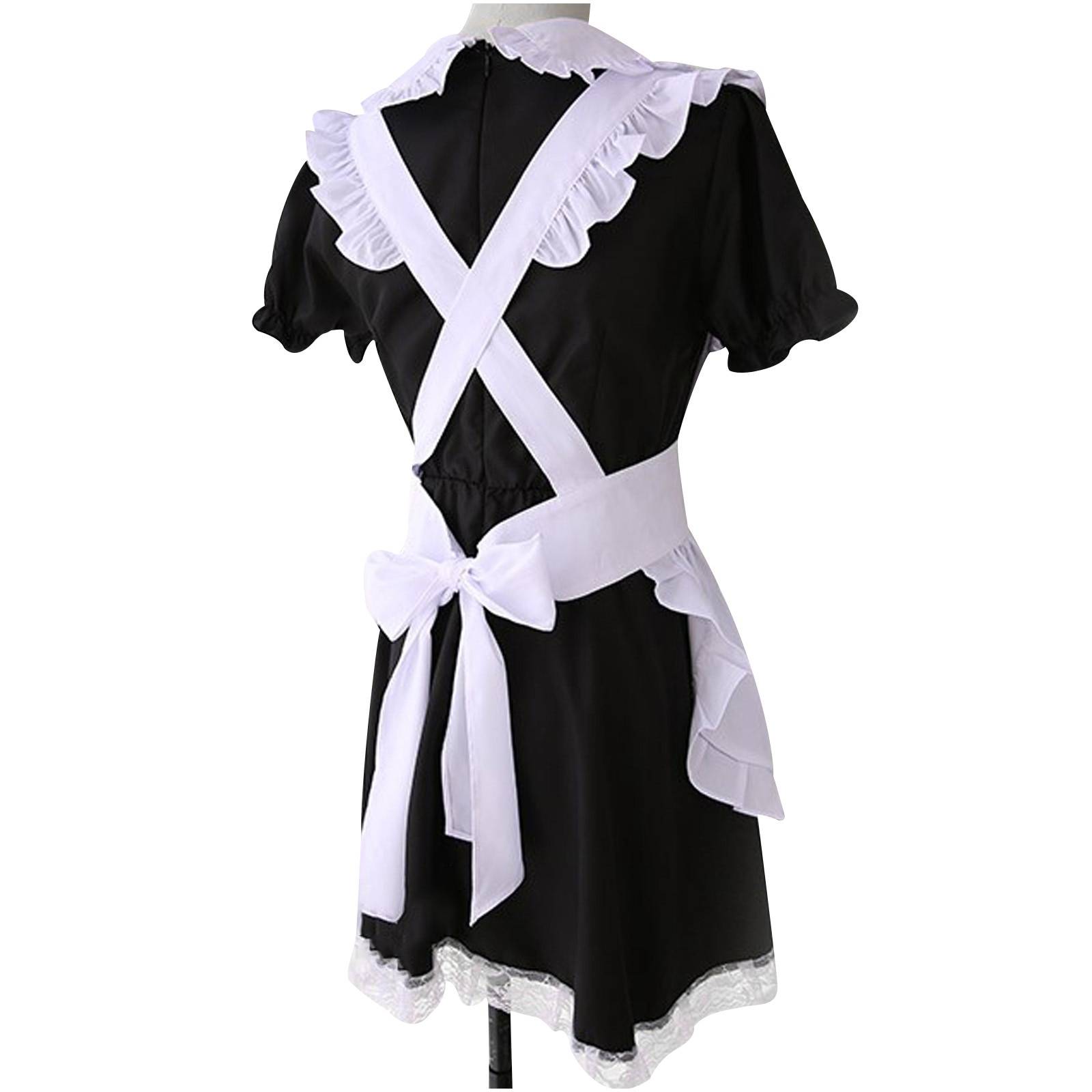 Fantasia de Doméstica Sissy Maid Vestido Empregada com Avental