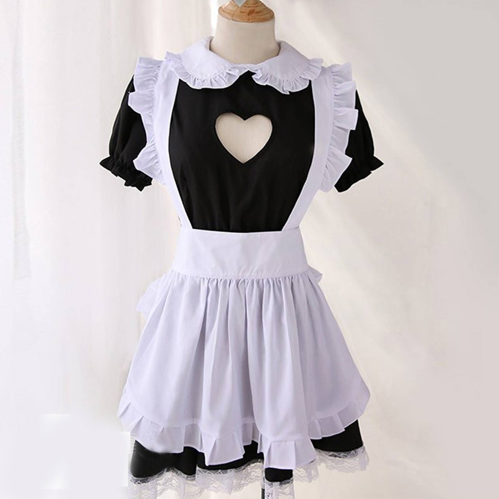 Fantasia de Doméstica Sissy Maid Vestido Empregada com Avental
