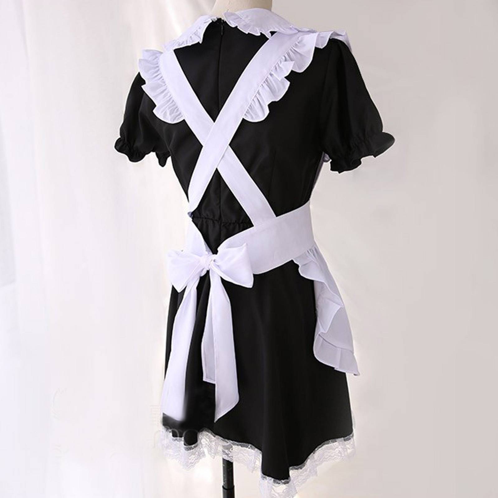 Fantasia de Doméstica Sissy Maid Vestido Empregada com Avental
