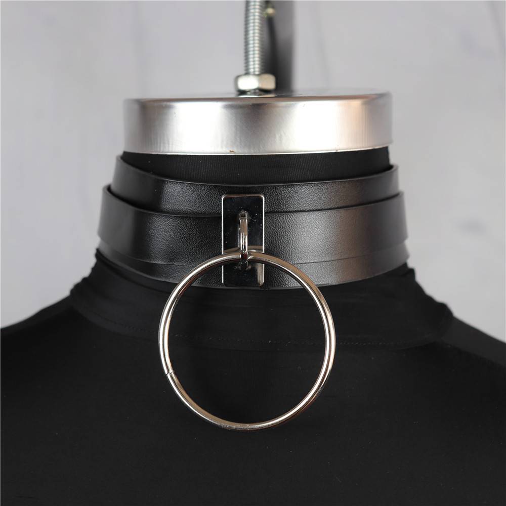 Gargantilha de Couro Coleira Choker Feminino Sexy Arnês