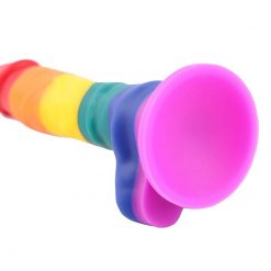 Pênis Realístico Colorido Pirulito Arco-íris LGBT Silicone Com Ventosa Inserção Consolo