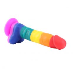 Pênis Realístico Colorido Pirulito Arco-íris LGBT Silicone Com Ventosa Inserção Consolo