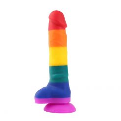 Pênis Realístico Colorido Pirulito Arco-íris LGBT Silicone Com Ventosa Inserção Consolo