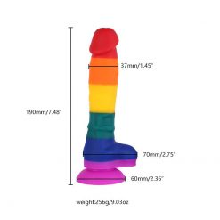 Pênis Realístico Colorido Pirulito Arco-íris LGBT Silicone Com Ventosa Inserção Consolo