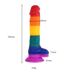 Pênis Realístico Colorido Pirulito Arco-íris LGBT Silicone Com Ventosa Inserção Consolo