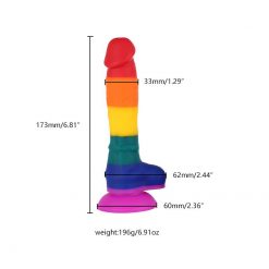 Pênis Realístico Colorido Pirulito Arco-íris LGBT Silicone Com Ventosa Inserção Consolo