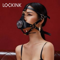 Arnês bdsm bondage máscara escravo colar sexo jogos para casal cão máscara fetish couro feminino brinquedo sexy boca mordaça silicone/metal BDSM
