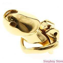 Padrão masculino ouro galo gaiola ouro ht v3 castidade dispositivo com 4 anéis pequeno galo gaiola cinto de castidade galo gaiola bdsm brinquedos Sem Categoria