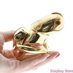 Padrão masculino ouro galo gaiola ouro ht v3 castidade dispositivo com 4 anéis pequeno galo gaiola cinto de castidade galo gaiola bdsm brinquedos Sem Categoria