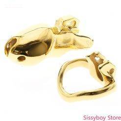 Padrão masculino ouro galo gaiola ouro ht v3 castidade dispositivo com 4 anéis pequeno galo gaiola cinto de castidade galo gaiola bdsm brinquedos Sem Categoria