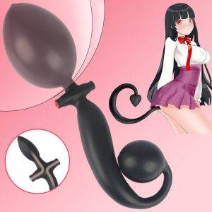 Plug Anal Inflável Double Tail Joy Dilatador Blow Expander Inserção Plug anal Inflável