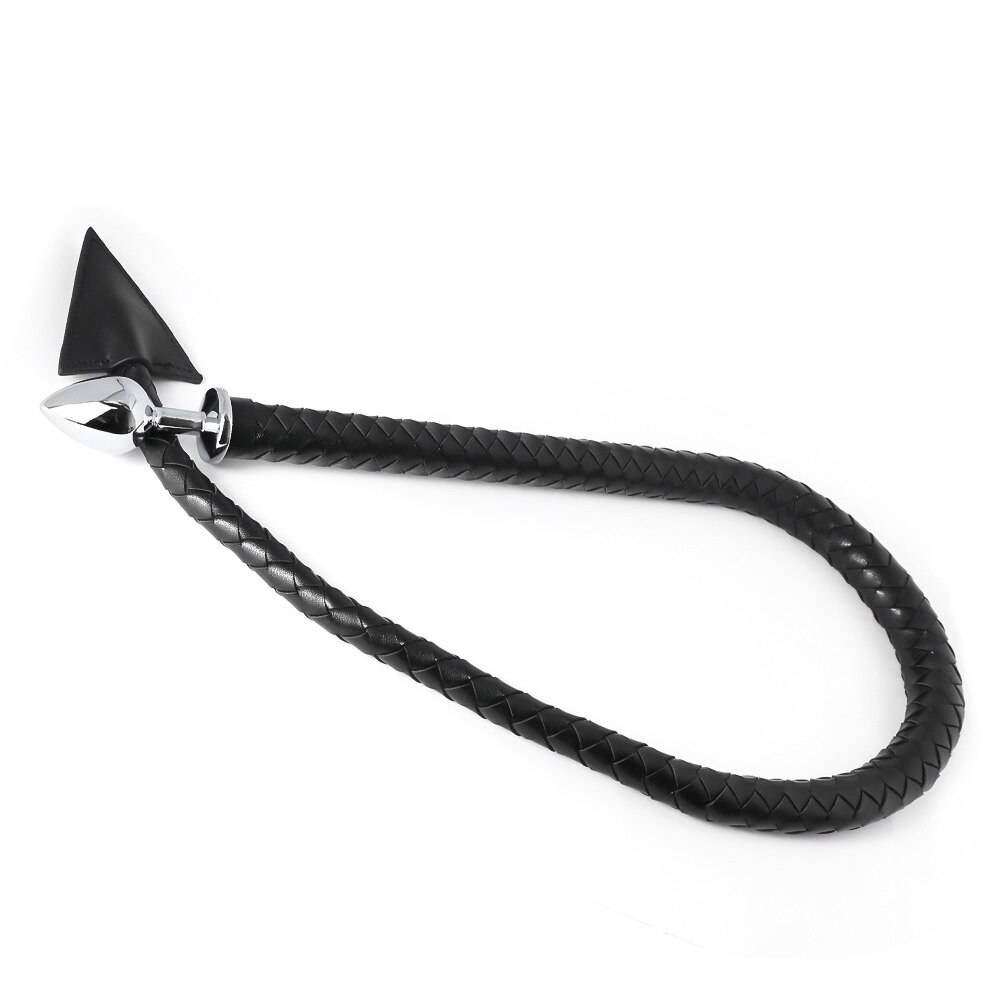Cauda do diabo liga de alumínio butt plug com couro cauda chicote próstata massageador adulto jogo anal bdsm brinquedos para homem