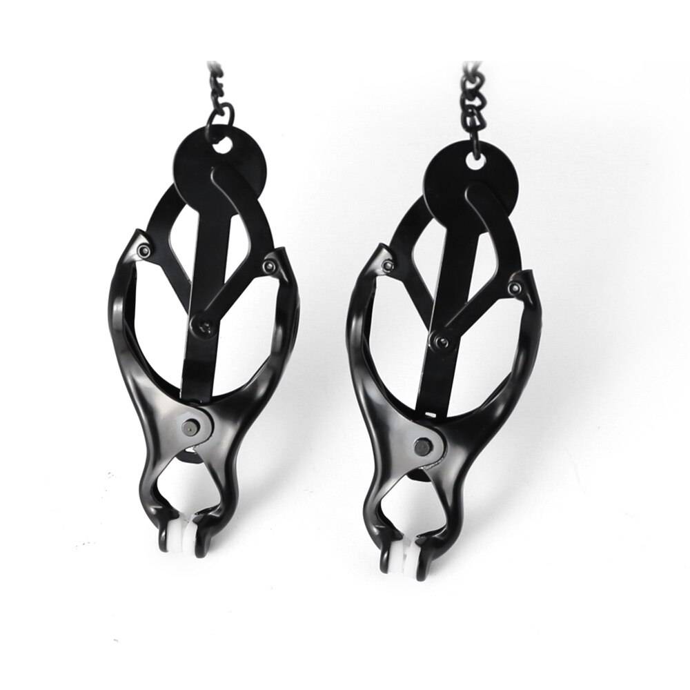 Bdsm metal grampos de mamilo clipes clipes clipes de mama clipes labia tortura jogar com corrente de aço bdsm bondage brinquedos sexuais para mulher Jogos Adultos Prendedor de Mamilos