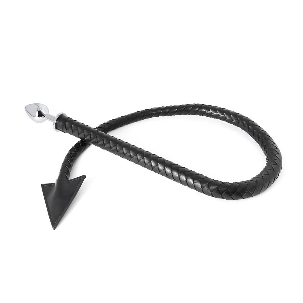 Cauda do diabo liga de alumínio butt plug com couro cauda chicote próstata massageador adulto jogo anal bdsm brinquedos para homem