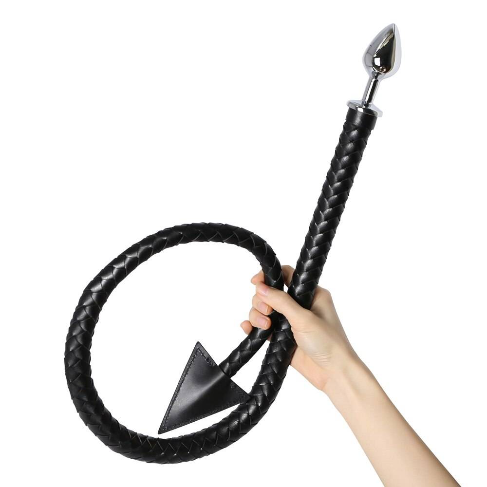 Cauda do diabo liga de alumínio butt plug com couro cauda chicote próstata massageador adulto jogo anal bdsm brinquedos para homem