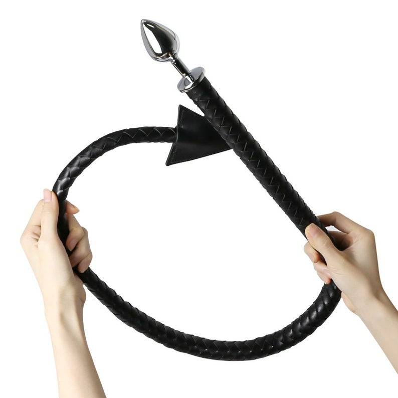 Cauda do diabo liga de alumínio butt plug com couro cauda chicote próstata massageador adulto jogo anal bdsm brinquedos para homem