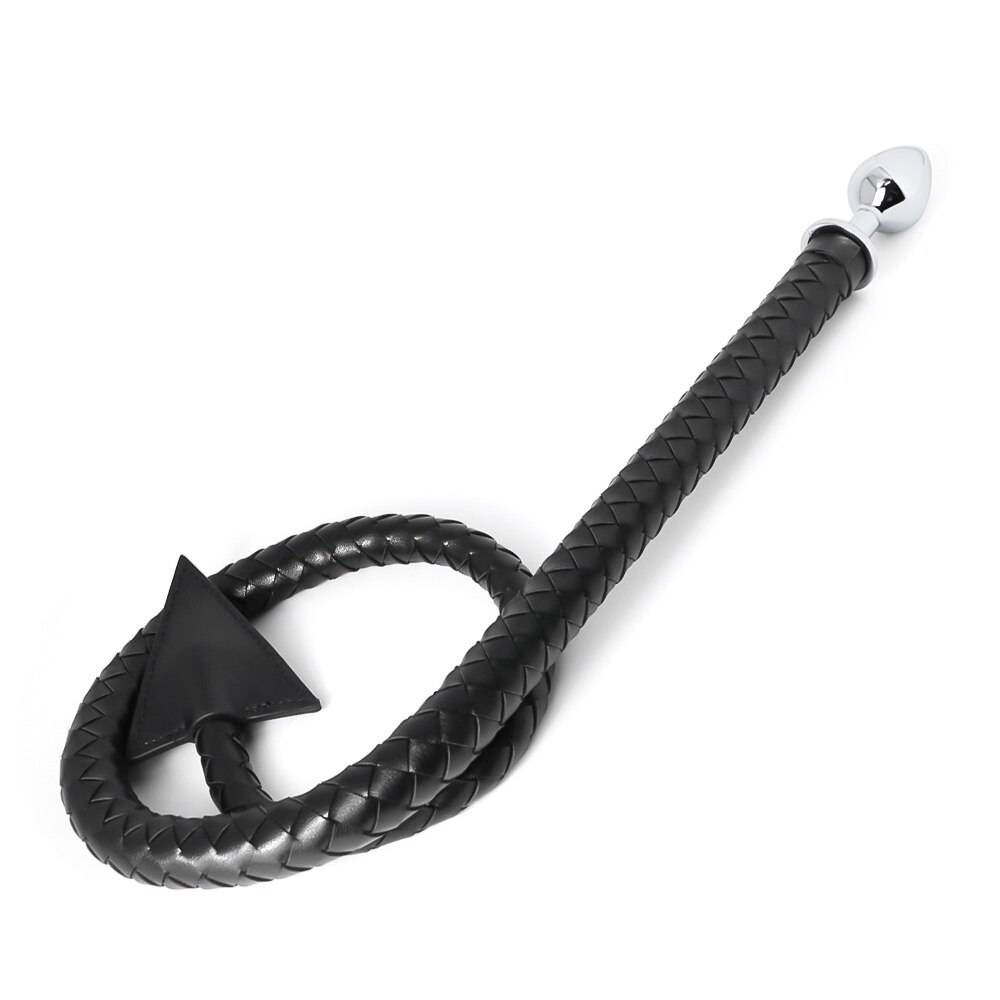 Cauda do diabo liga de alumínio butt plug com couro cauda chicote próstata massageador adulto jogo anal bdsm brinquedos para homem