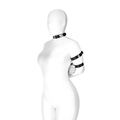 Feminino preto couro do plutônio ombro a braço corpo chicote de fios cintas gola traseira lado braçadeira fetiche cosplay traje BDSM Bondage