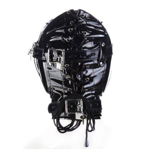 Máscara com cobertura de couro com tampa, para baile sensorial de carnaval, festa de super heróis, alienígena BDSM Máscara