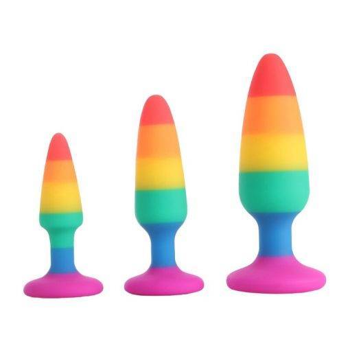 Masturbação butt plug 3 tamanhos colorido silicone feminino estimulação manual adulto brinquedo sexo para casais lésbicas prazer Inserção Plug anal
