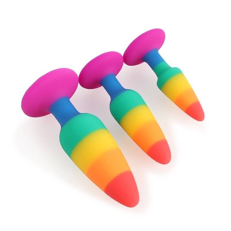 Masturbação butt plug 3 tamanhos colorido silicone feminino estimulação manual adulto brinquedo sexo para casais lésbicas prazer