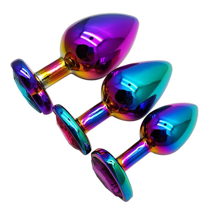 Metal colorido anal plug amor em forma de coração butt plug vibrador massageador adultos brinquedos sexuais para homens Inserção Plug anal