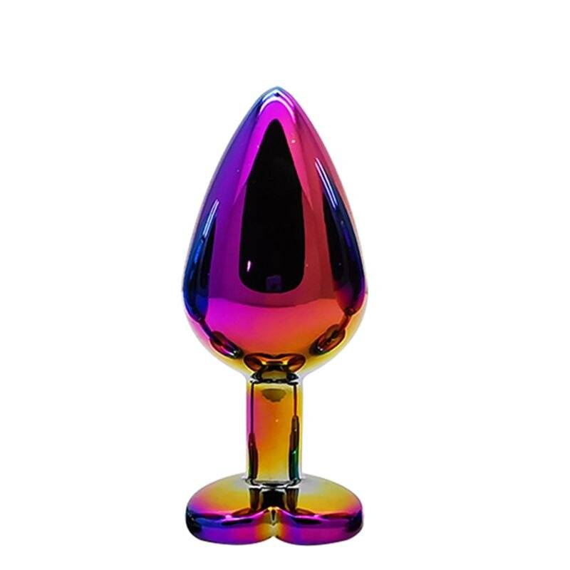 Metal colorido anal plug amor em forma de coração butt plug vibrador massageador adultos brinquedos sexuais para homens
