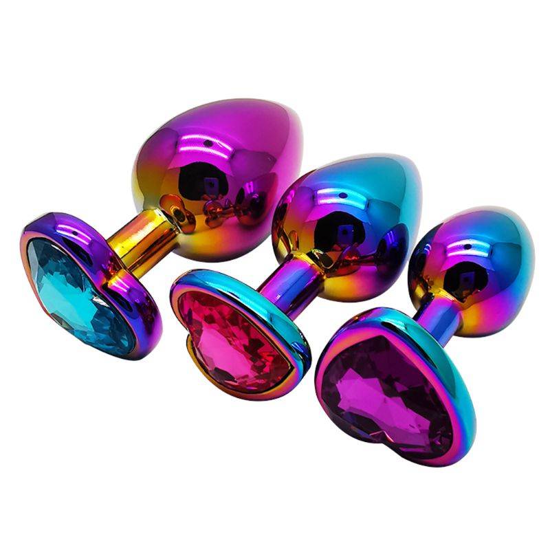 Metal colorido anal plug amor em forma de coração butt plug vibrador massageador adultos brinquedos sexuais para homens Inserção Plug anal