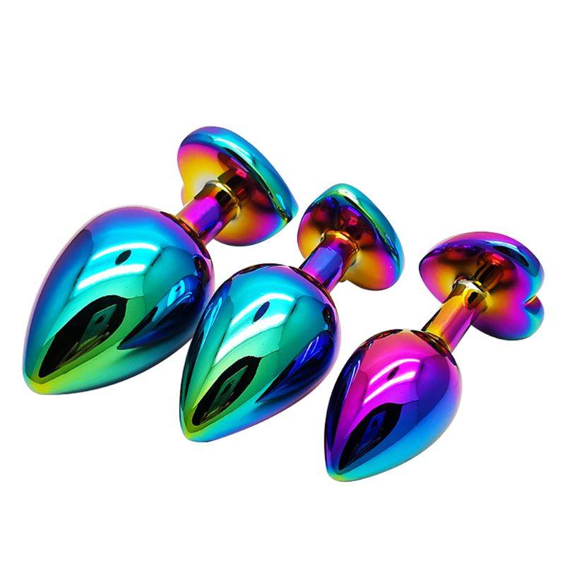 Metal colorido anal plug amor em forma de coração butt plug vibrador massageador adultos brinquedos sexuais para homens Inserção Plug anal