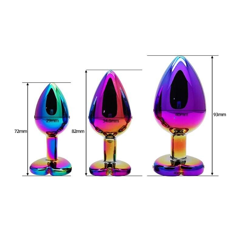 Metal colorido anal plug amor em forma de coração butt plug vibrador massageador adultos brinquedos sexuais para homens Inserção Plug anal
