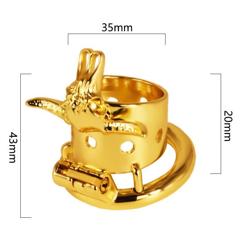 Newes cabeça de touro dourado aço inoxidável masculino castidade gaiola fetiche metal pênis anel bloqueio galo bondage cinto dispositivo brinquedos sexuais para homens