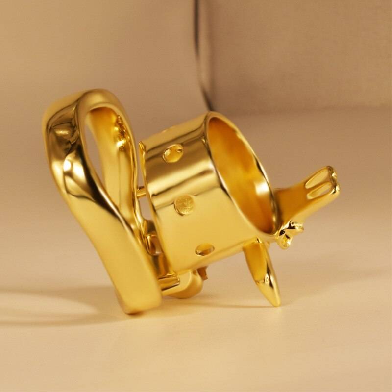 Newes cabeça de touro dourado aço inoxidável masculino castidade gaiola fetiche metal pênis anel bloqueio galo bondage cinto dispositivo brinquedos sexuais para homens