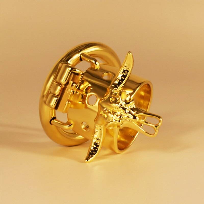 Newes cabeça de touro dourado aço inoxidável masculino castidade gaiola fetiche metal pênis anel bloqueio galo bondage cinto dispositivo brinquedos sexuais para homens