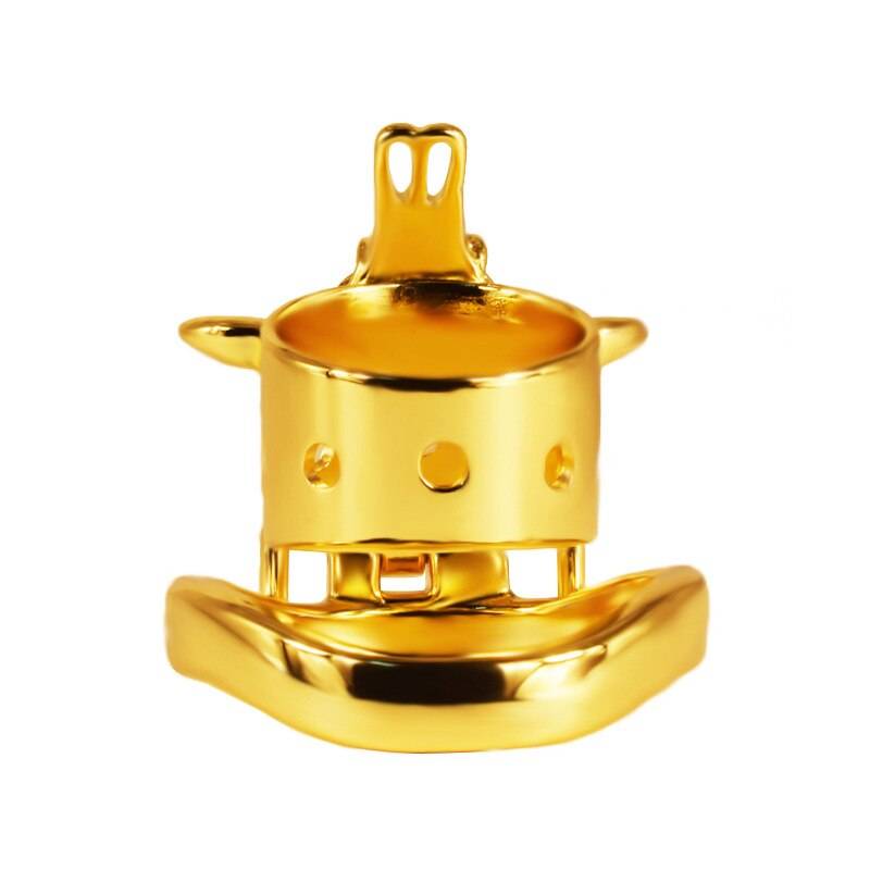 Newes cabeça de touro dourado aço inoxidável masculino castidade gaiola fetiche metal pênis anel bloqueio galo bondage cinto dispositivo brinquedos sexuais para homens