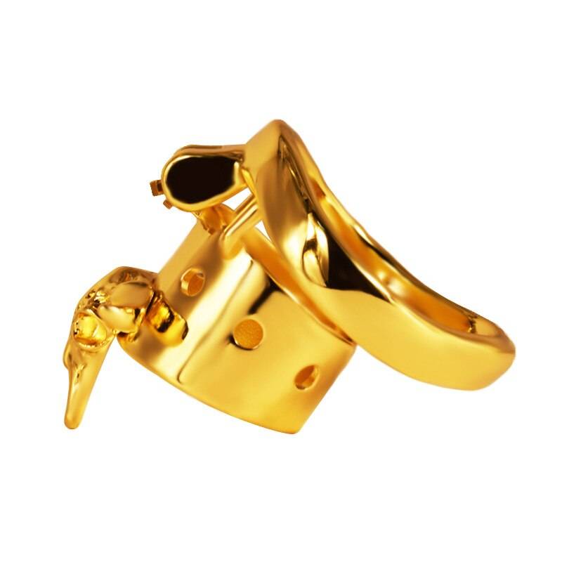 Newes cabeça de touro dourado aço inoxidável masculino castidade gaiola fetiche metal pênis anel bloqueio galo bondage cinto dispositivo brinquedos sexuais para homens