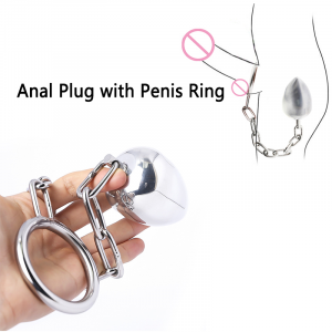 Plug Anal Com Corrente Para Pênis Inserção Plug anal